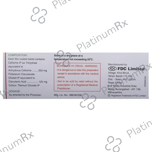 Zifi CV 200 200/125mg Tablet 10s