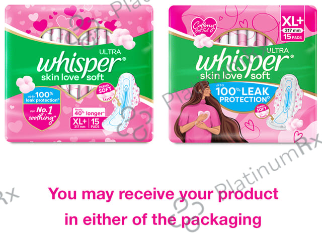Whisper Ultra Soft Sanitary Pads XL+ 15 pads