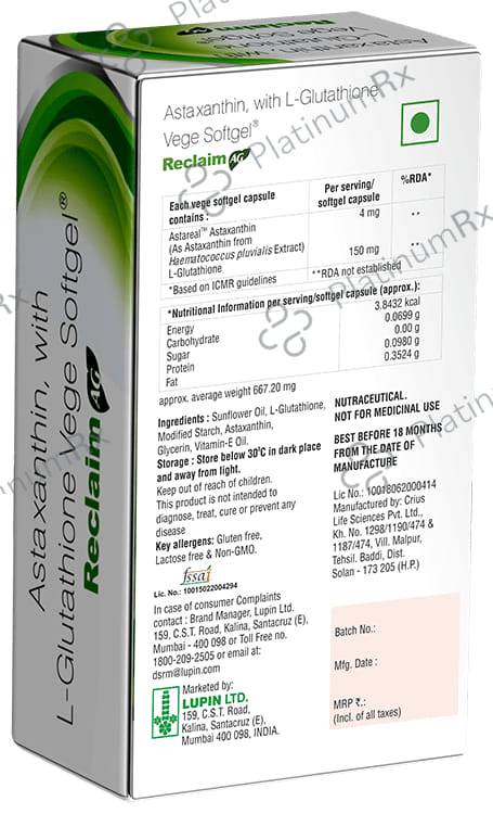 Reclaim AG Vege Softgel Capsule 30s