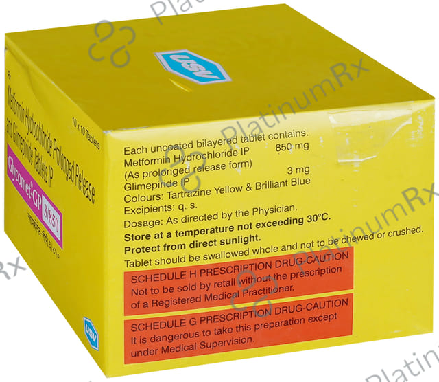 Glycomet GP 3/850mg Tablet PR 10s
