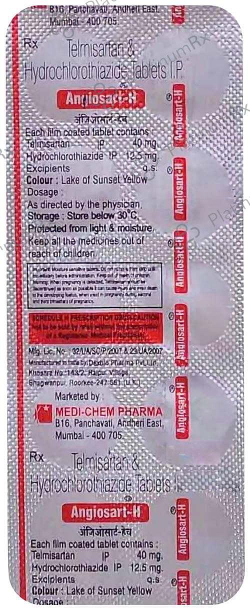 Angiosart H 40/12.5mg Tablet 10s