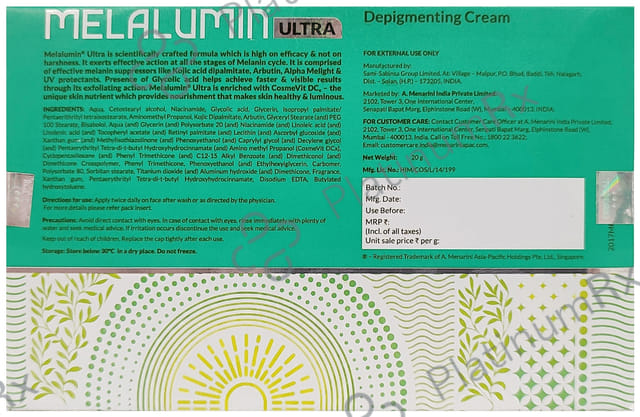 Melalumin Ultra Depigmenting Cream 20gm