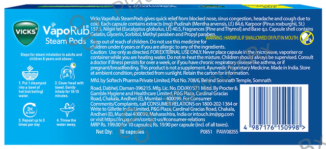 Vicks VapoRub Steam Pods 10s