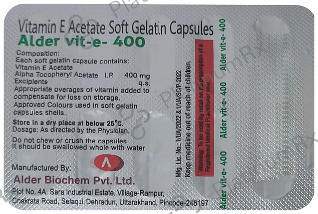 Alder Vit E 400 Soft Gelatin Capsule 10s