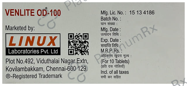 Venlite OD ER 100mg Tablet 10s