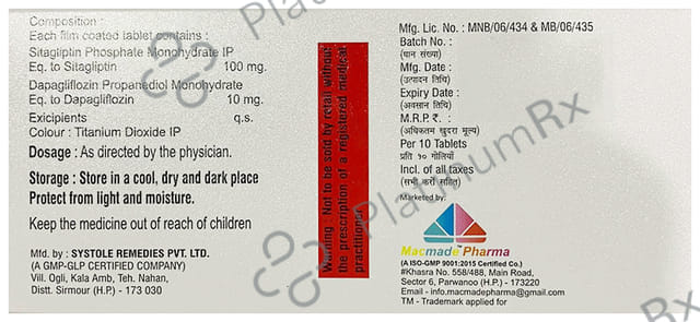 Dapaglitin 10/100mg S Tablet 10s
