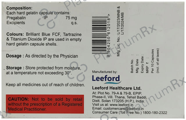 Pegabanyl 75mg Capsule 10s
