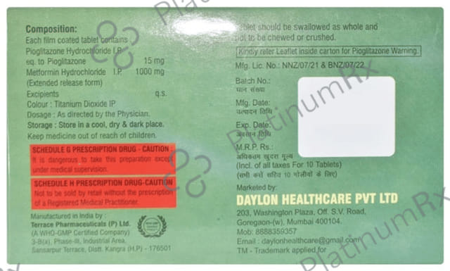 Mysensi M Forte 15mg/1000mg Tablet ER