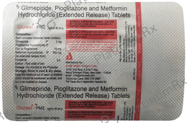 Glurest PM 2 mg/500 mg/15 mg Tablet