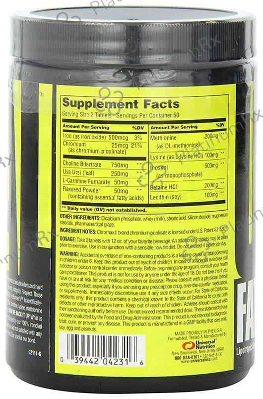 Universal Nutrition Fat Burner Tablet 100 tablets