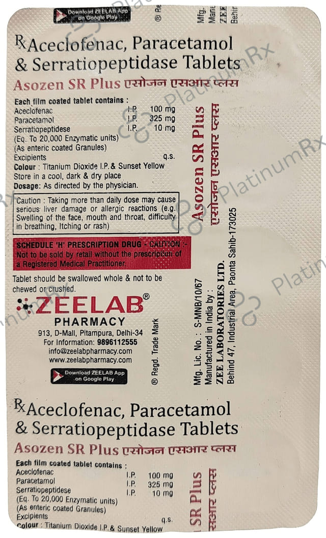 Asozen SR Plus 100/325/10mg Tablet 10s