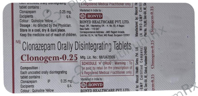 Clonogem 0.25mg Disintegrating Tablet 10s