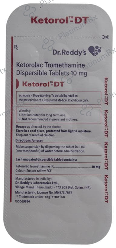 Ketorol DT 10mg Tablet DT 15s