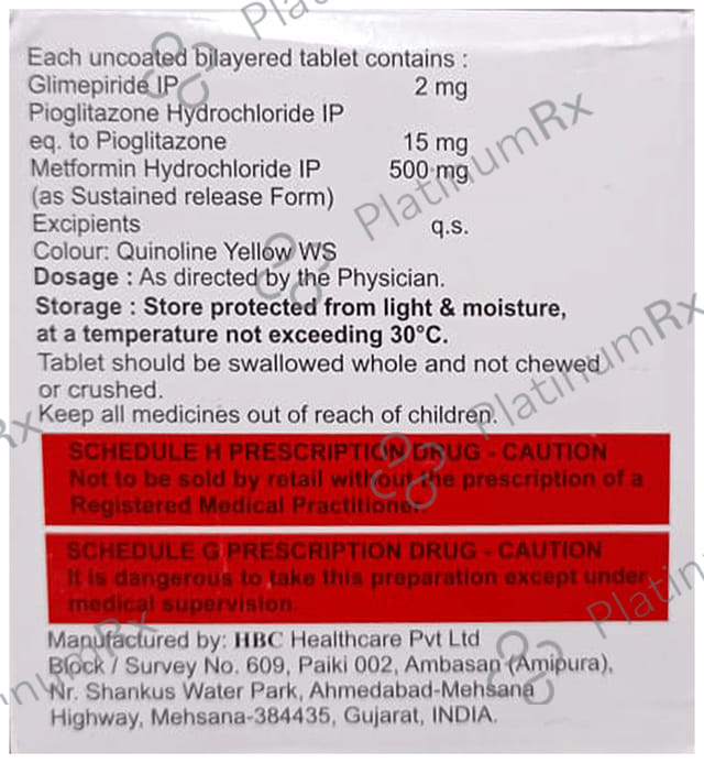 Triglimicure 2/500/15mg Tablet SR 15s
