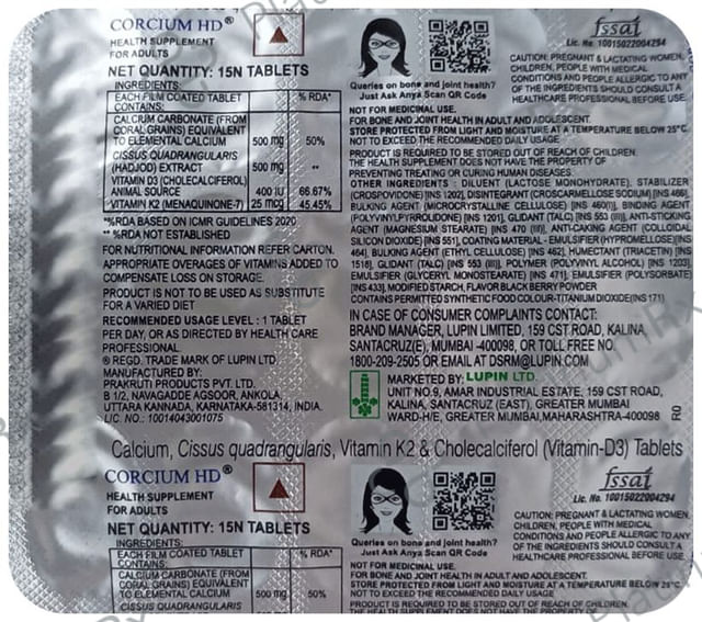 Corcium HD Tablet 15s