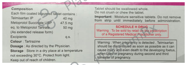 Inditel MX 50/40mg Tablet ER 10s