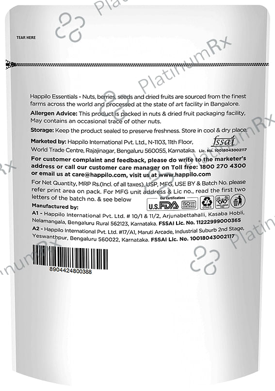 Happilo Essentials Popular Whole Cashew W400 Dry Fruits
