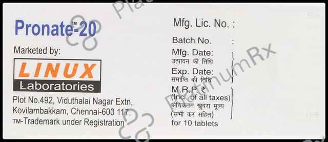 Pronate 20mg Tablet 10s