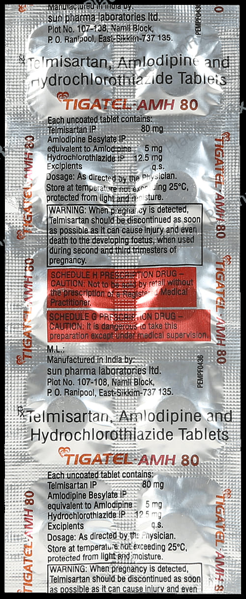 Tigatel AMH 80mg/5mg/12.5mg Tablet