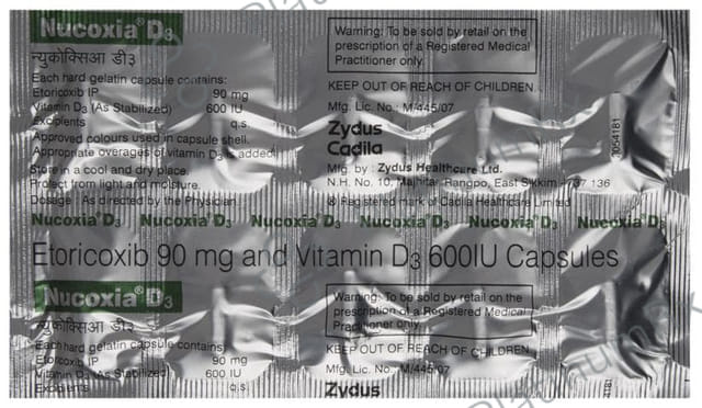 Nucoxia D3 90mg/600IU Capsule 10s