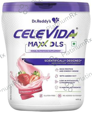 Dr Reddy's Celevida Maxx DLS High Protein for Renal Nutrition - Flavour Powder Strawberry 400 Powder