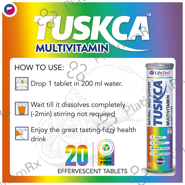 Tuskca Multivitamin Effervescent Tablet Blueberry