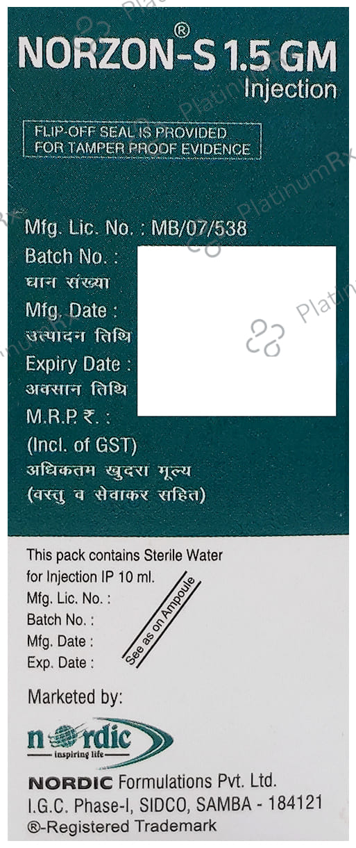 Norzon S 1000/500mg Injection 1s