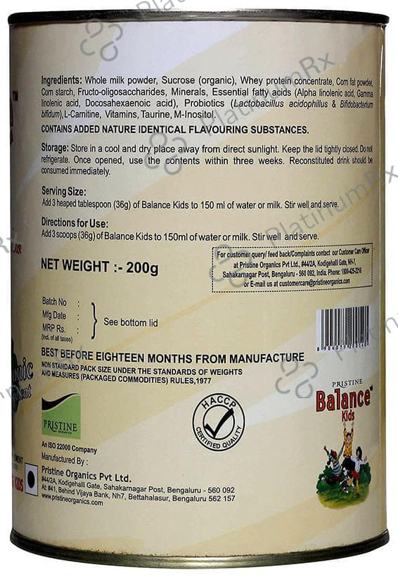 Pristine Balance Kids Vanilla Powder 200gm
