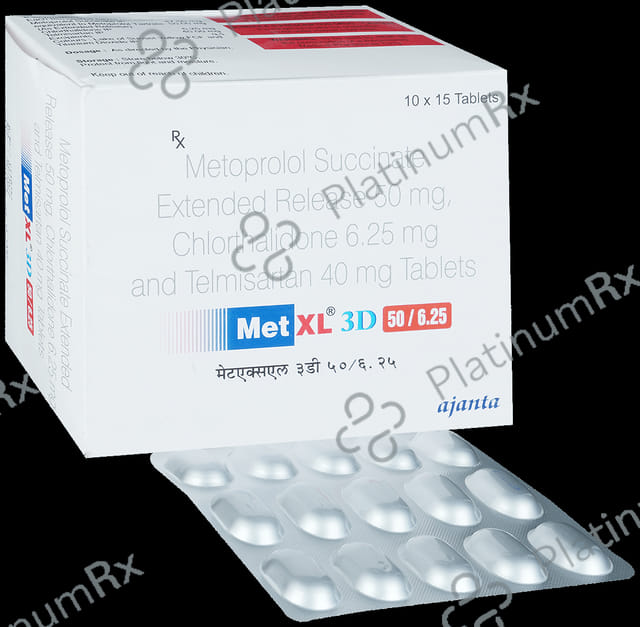 Met XL 3D 50/6.25/40mg Tablet ER 15s