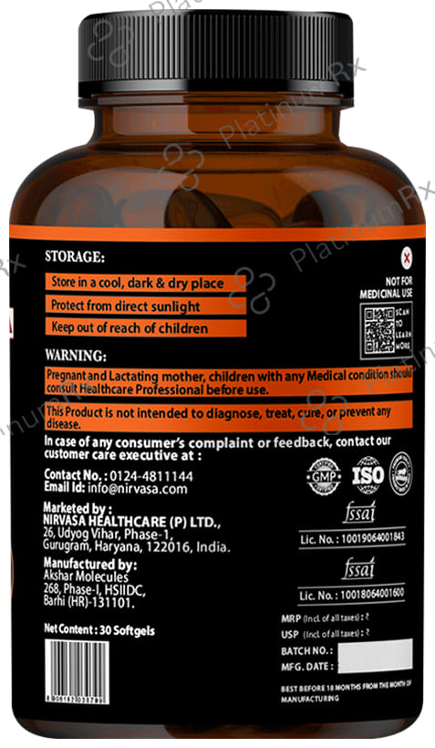 Nirvasa Omega 3 Salmon Fish Oil Triple Strength Softgels 30s