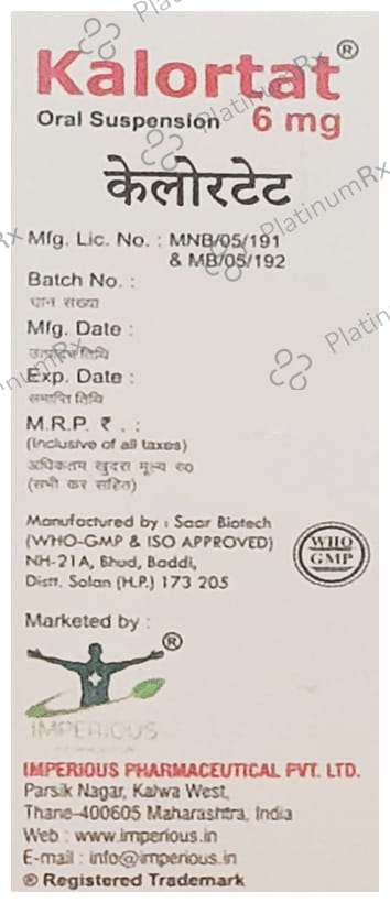 Kalortat 6mg Oral Suspension Mango