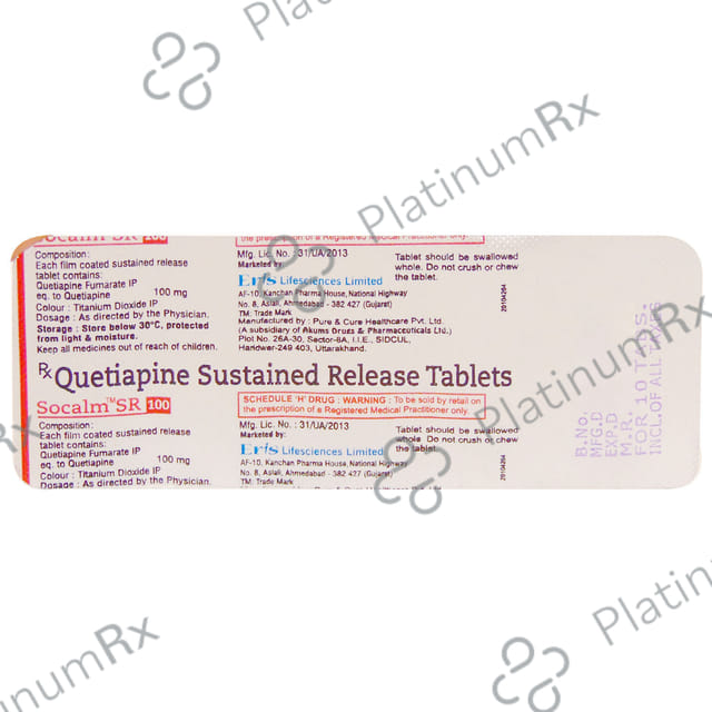 Socalm 100mg Tablet SR