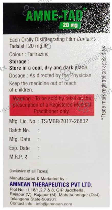 Amne Tad 20mg Orally Disintegrating Strip 1s