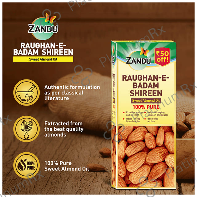 Zandu Raughan E Badam Shireen Sweet Almond Oil 50ml