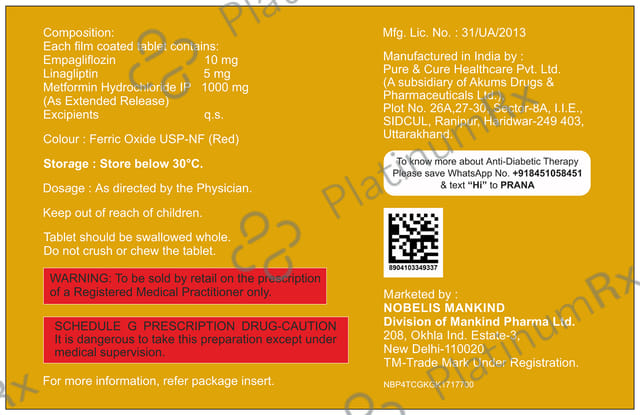 Empaglyde LM 10/1000mg Tablet ER 10s