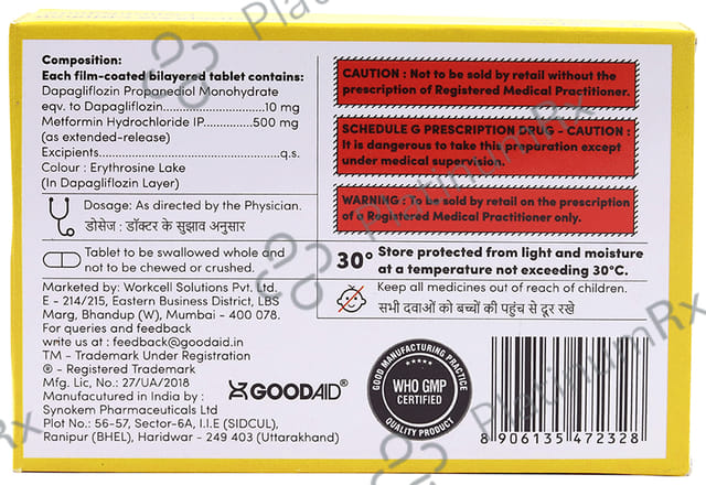 Aidgliflozin M 500/10mg Tablet ER 10s