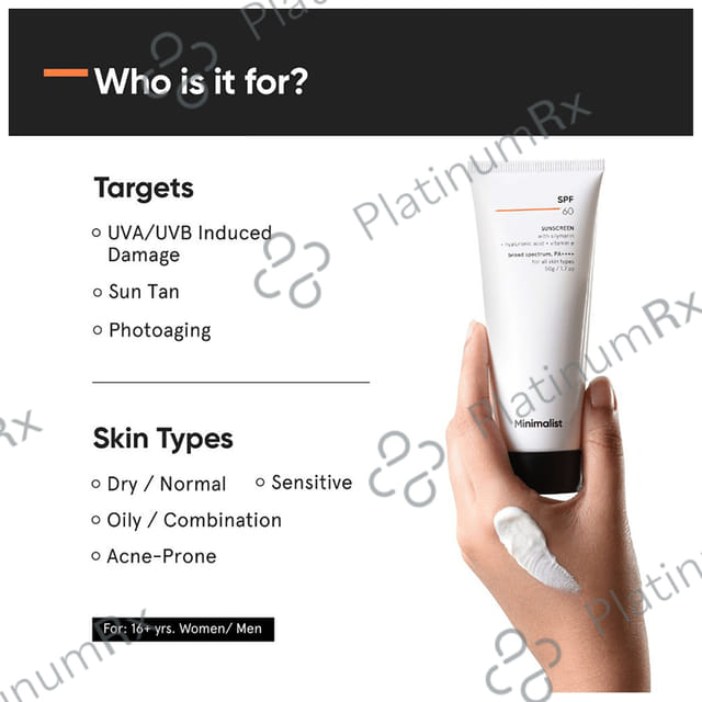 Minimalist SPF 60 PA++++ Sunscreen No Whitecast 50gm