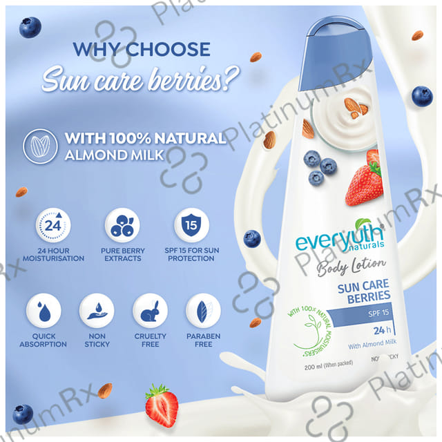 Everyuth Naturals Body Lotion Sun Care Berries SPF 15 200 ml