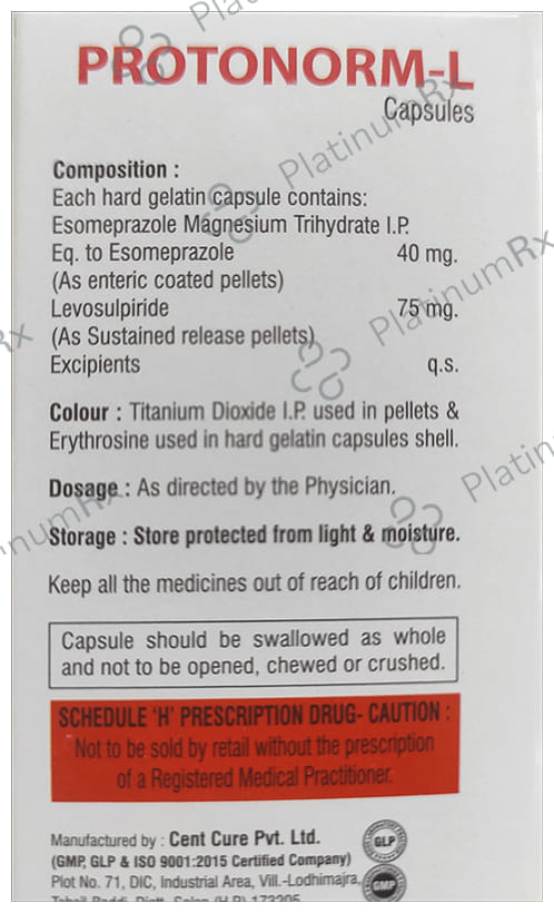 Protonorm L 40/75mg Capsule SR 10s