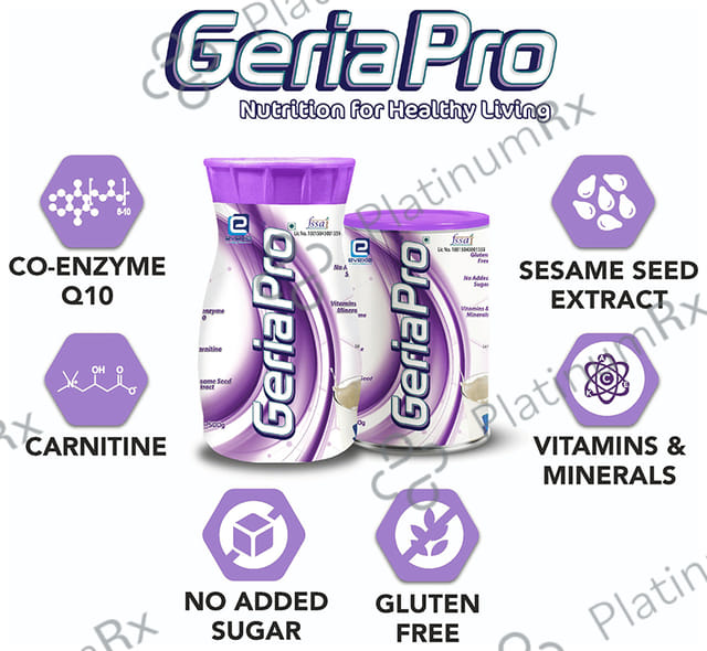 Evexia GeriaPro for Nutrition - No Added Sugar - Flavour Powder Vanilla 500 gm