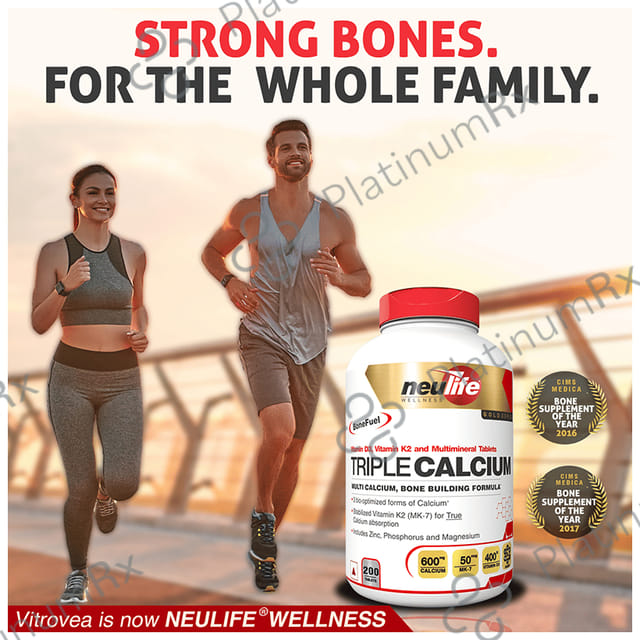 Neulife Triple Calcium Vitamin D3 Vitamin K2 & Multimineral Tablet 200s