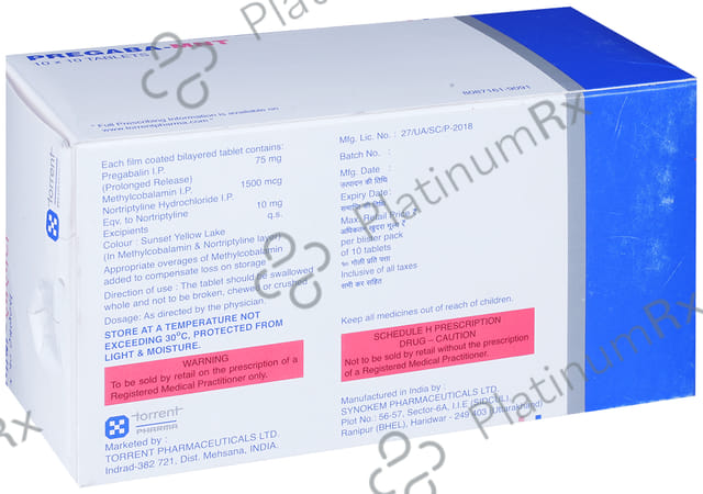 Pregaba MNT 75mg/10mg/1500mcg Tablet 10s