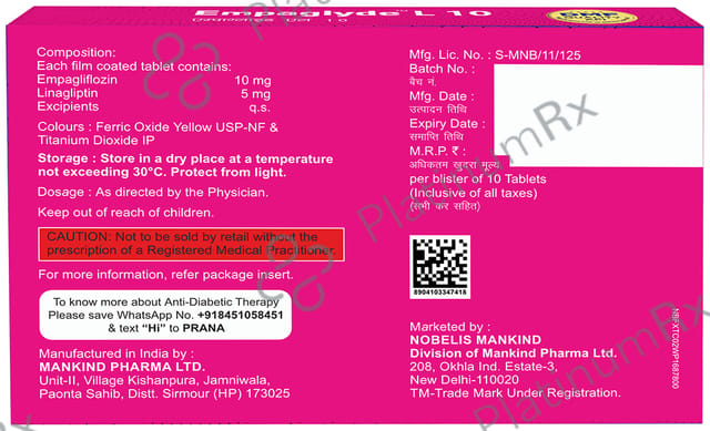 Empaglyde L 10mg Tablet 10s