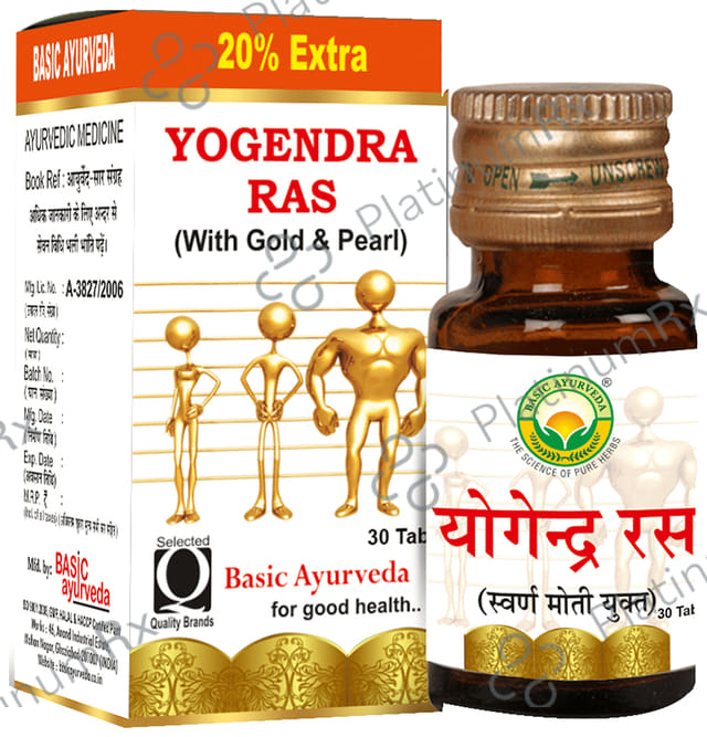 Basic Ayurveda Yogendra Ras with Gold & Pearl 30 tablets