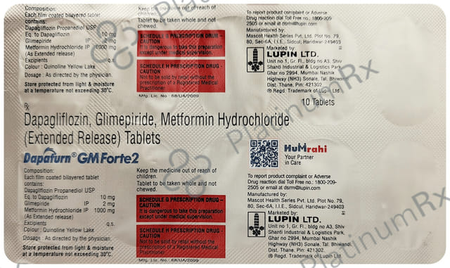 Dapaturn GM Forte 2 10/2/1000mg Tablet ER 10s