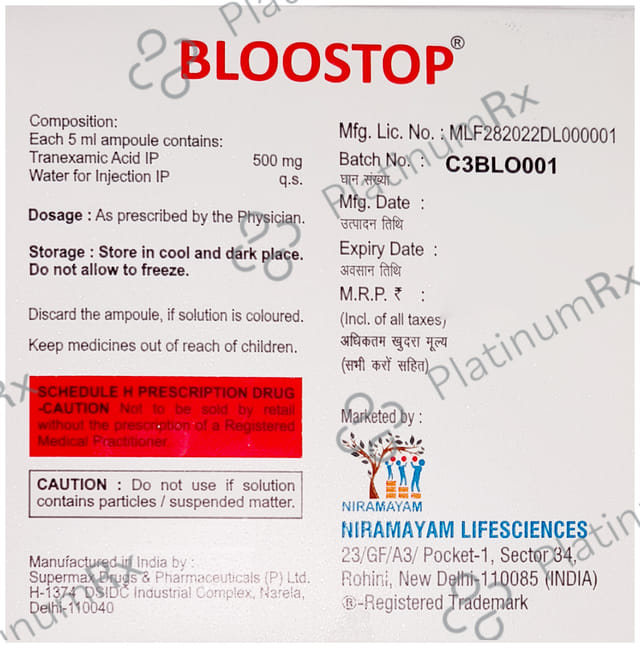 Bloostop 500mg Injection 5ml