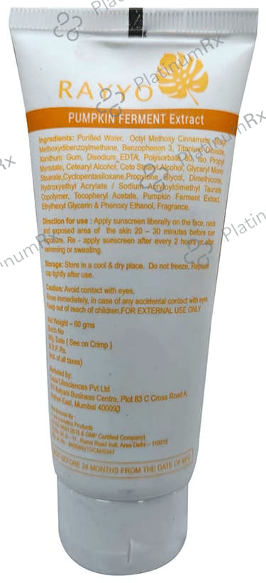 Rayyo SPF 40 Sunscreen Lotion 60gm