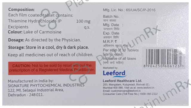 Thiaplex 100mg Tablet 10s (Leeford)