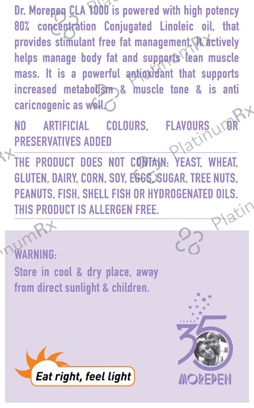 Dr. Morepen CLA 1000 80% Conjugated Linoleic Acid Veg Capsule
