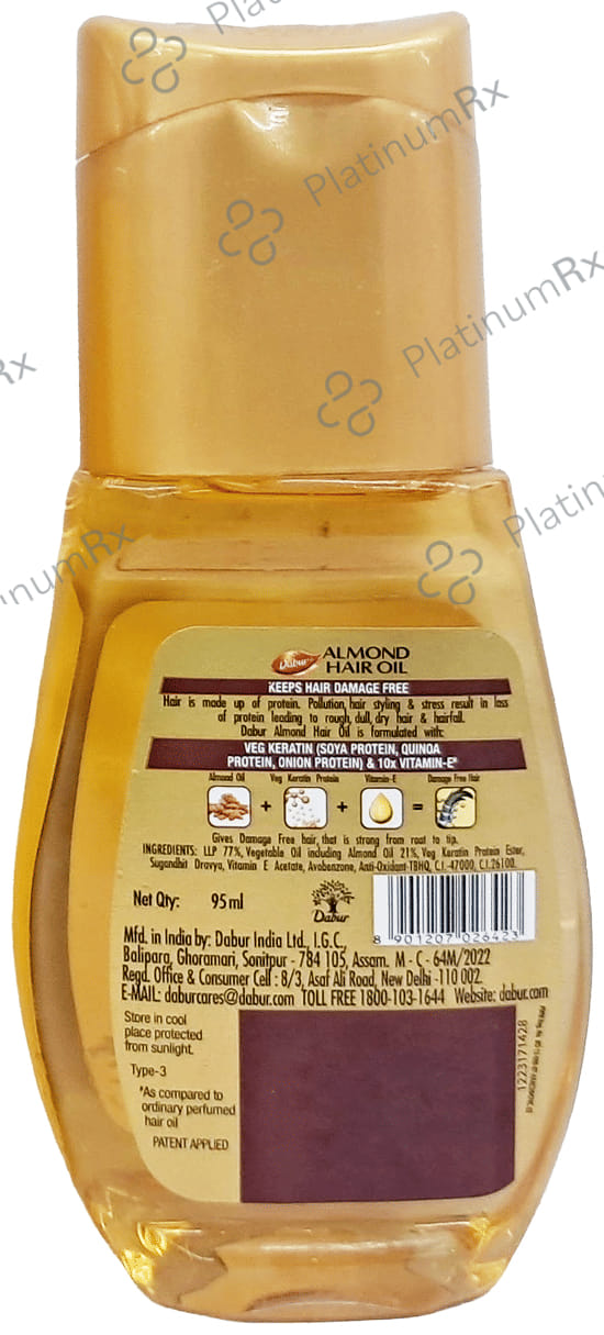 Dabur Almond Hair Oil with Soya Protein & Vitamin E - For Damage Free Hair 190 ml